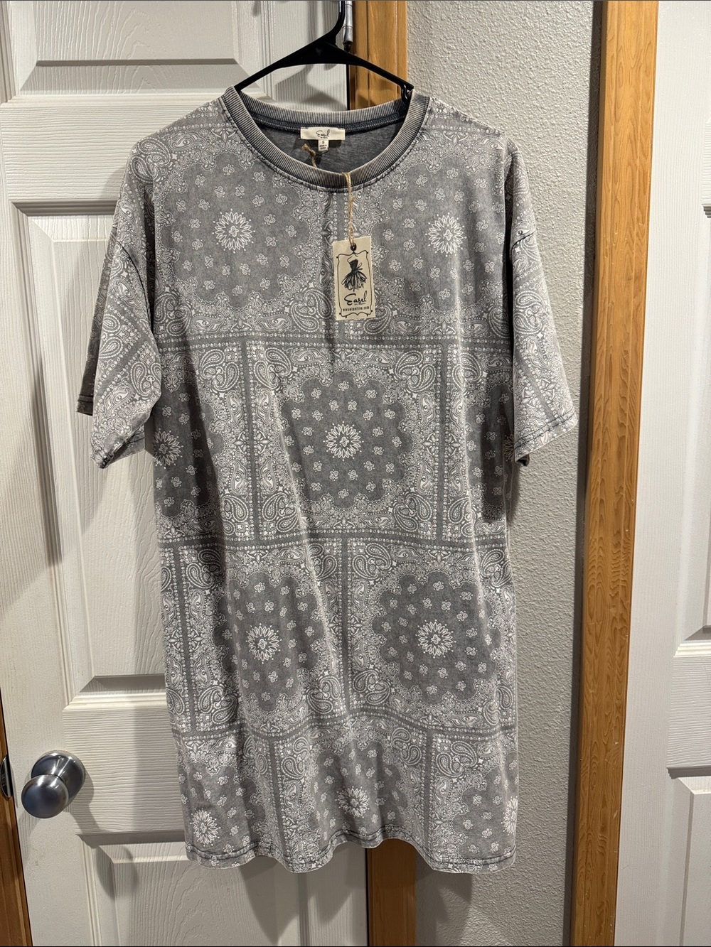 easel Gray Bandana-Print T Shirt Dress (with Pockets!)